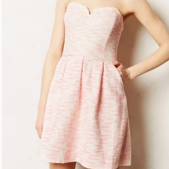 Anthropologie Moulinette Soeurs Pink Pastique tweed textured dress with pockets - Picture 3 of 13